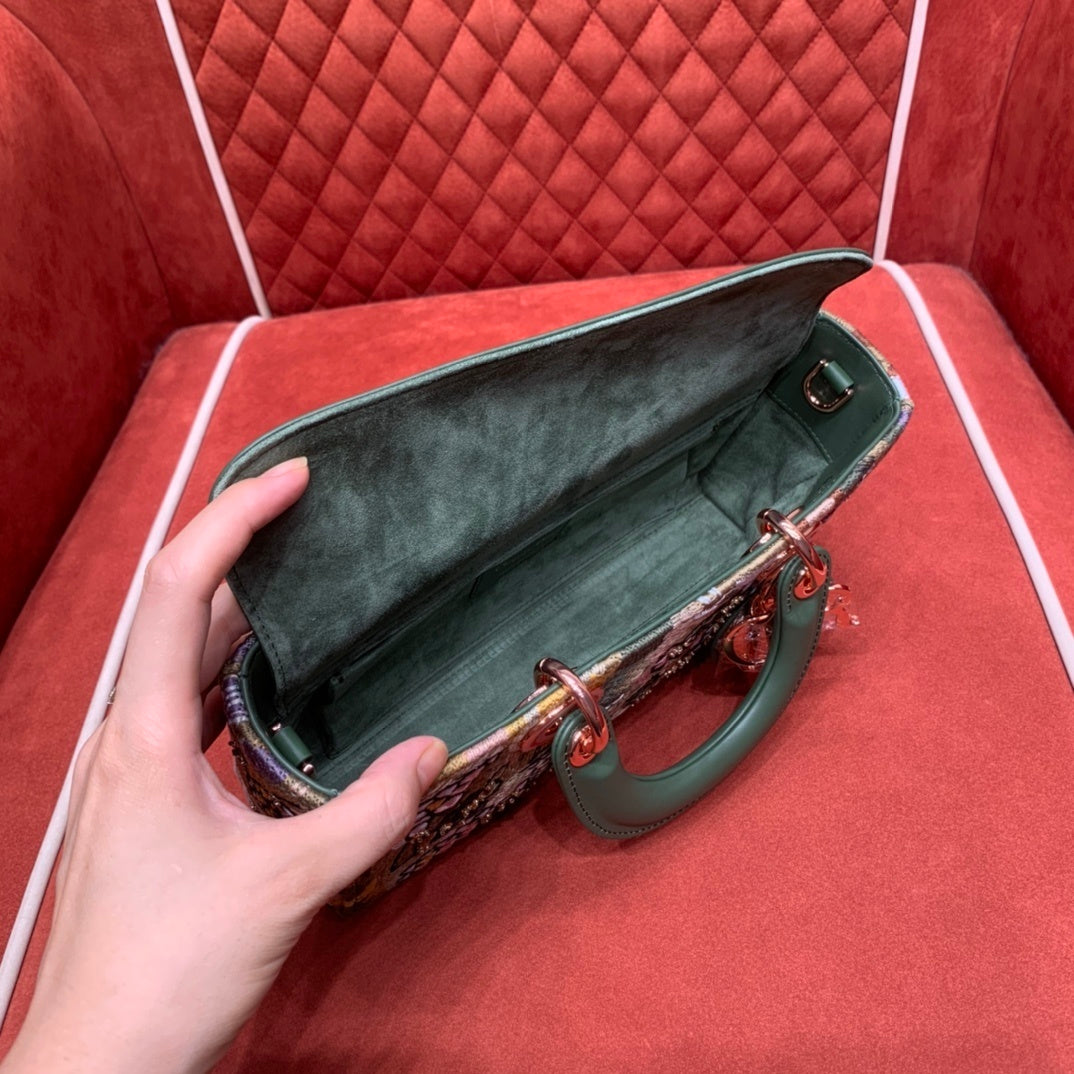 Christian Dior Lady D-Joy Embroidered Macramé Handbag