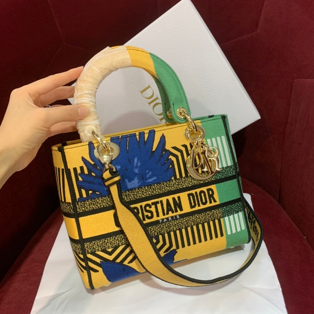 Christian Dior Lady Dior Embroidered Floral Bag