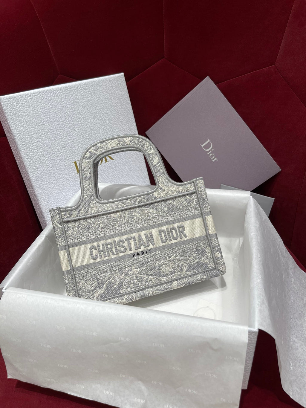 Christian Dior Book Tote Mini Mille Fleurs Embroidered Bag