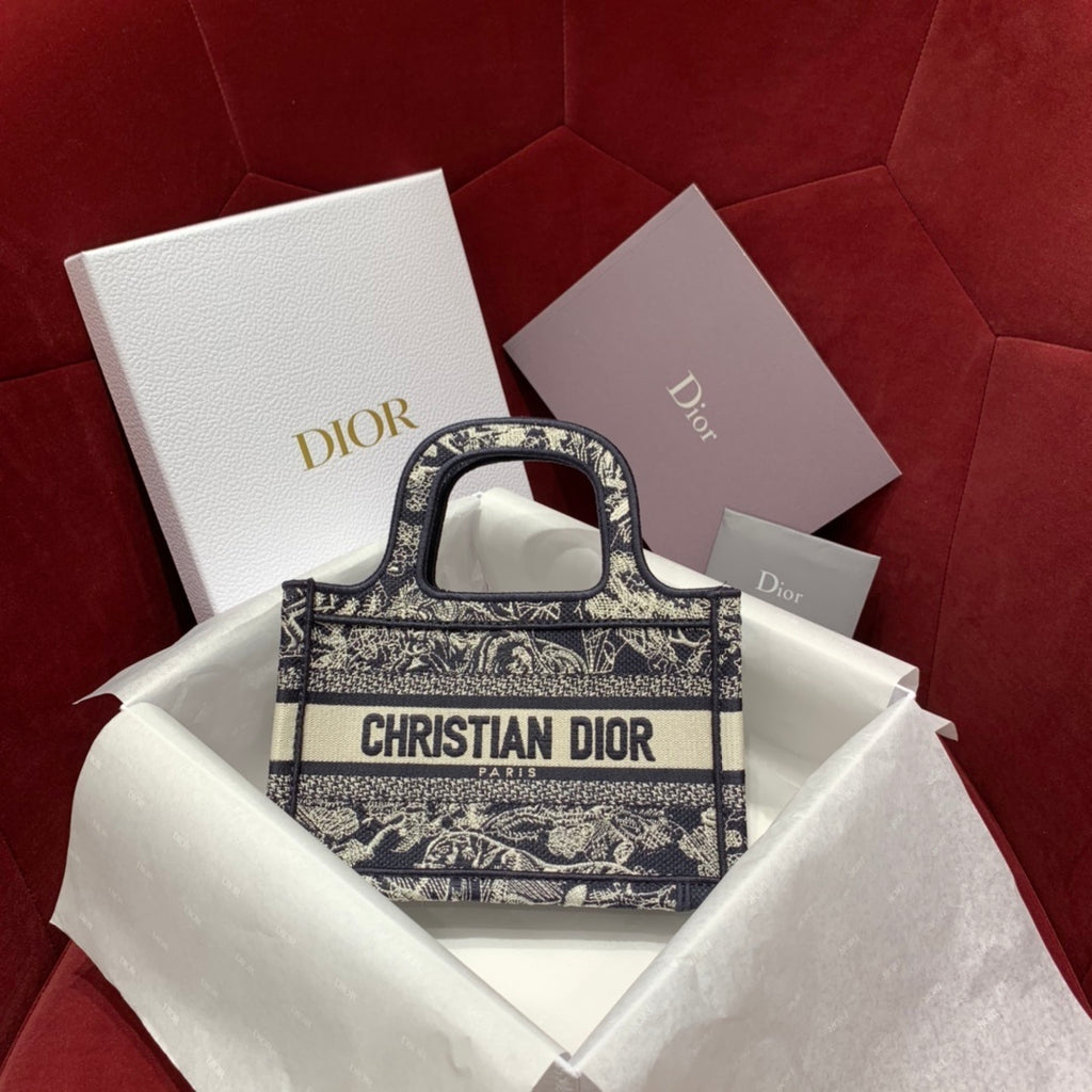 Christian Dior Book Tote Mini Mille Fleurs Embroidered Bag