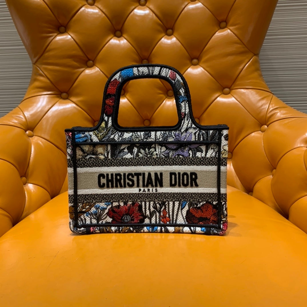 Christian Dior Book Tote Mini Mille Fleurs Embroidered Bag