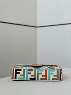 FENDI Baguette Canvas Embroidered Handbag