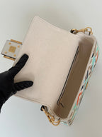 FENDI Baguette Canvas Embroidered Handbag