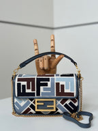 FENDI Baguette Canvas Embroidered Handbag (Small)