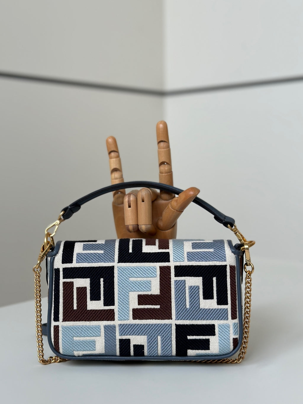 FENDI Baguette Canvas Embroidered Handbag (Small)