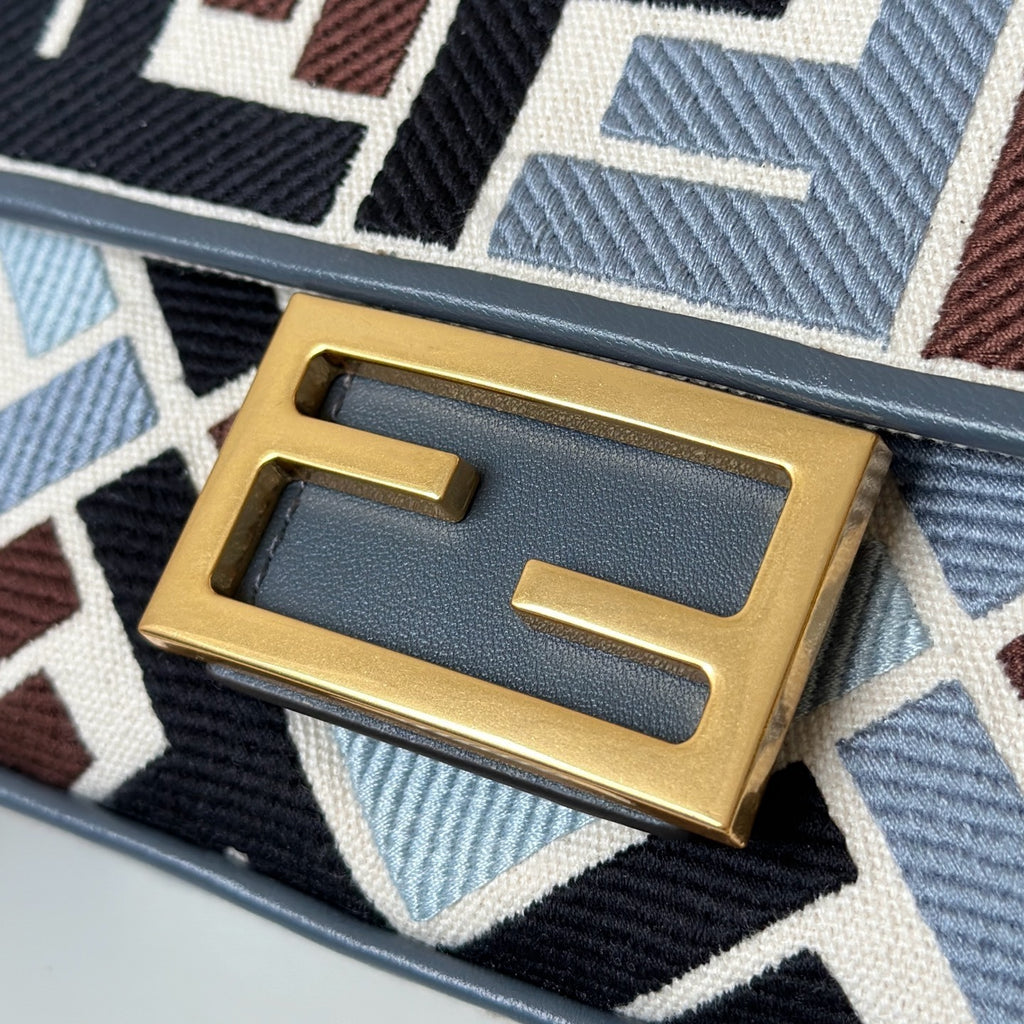FENDI Baguette Canvas Embroidered Handbag (Small)