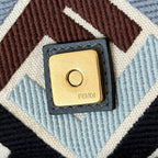 FENDI Baguette Canvas Embroidered Handbag (Small)