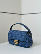 FENDI Baguette Canvas Embroidered Handbag