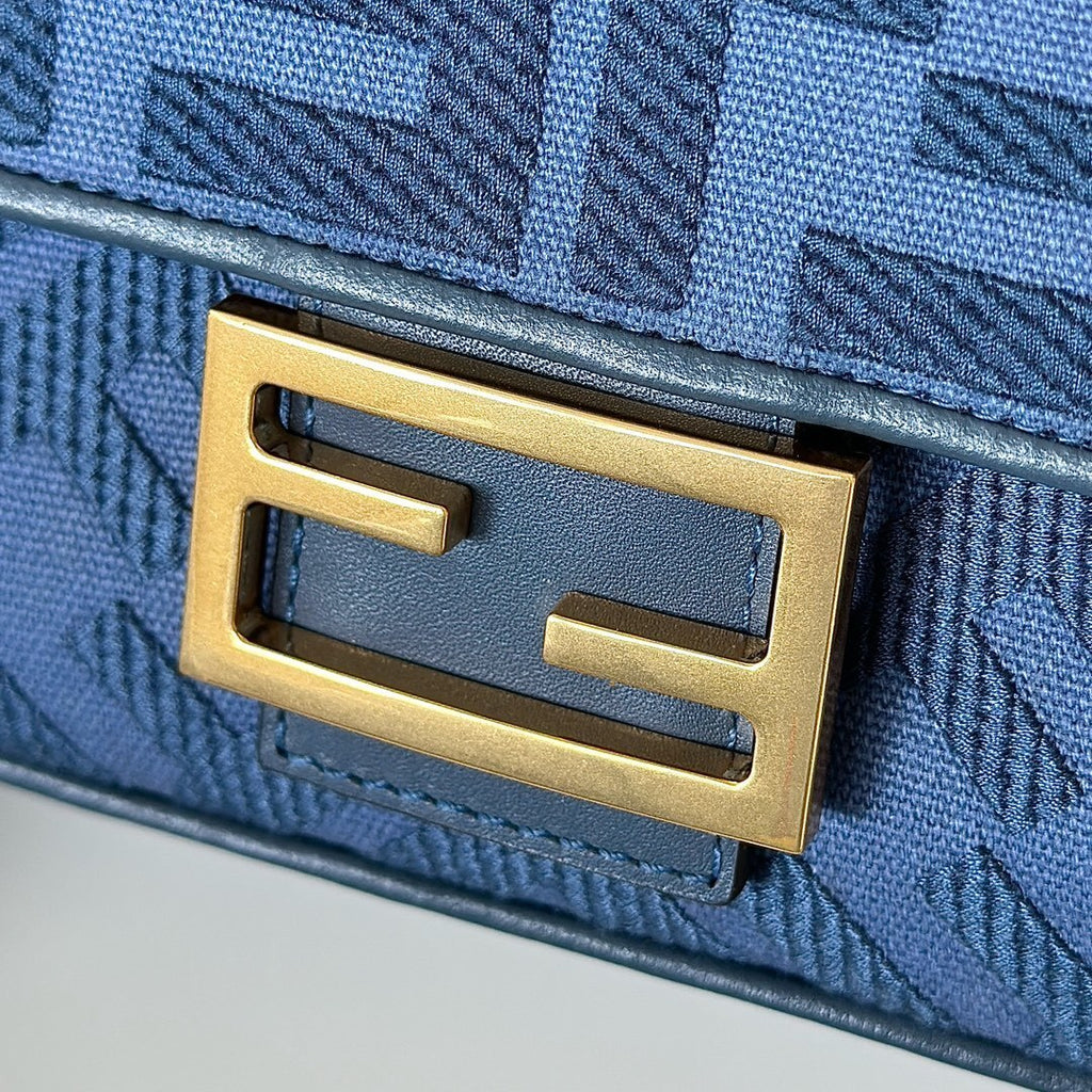 FENDI Baguette Canvas Embroidered Handbag