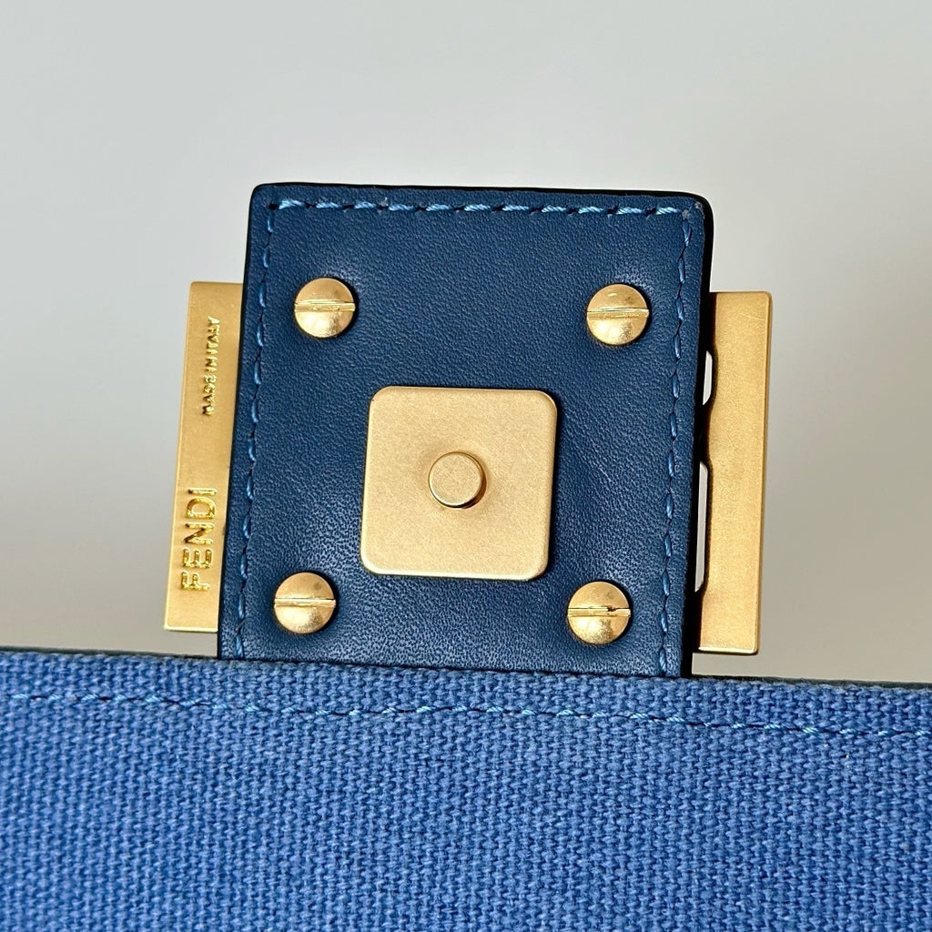 FENDI Baguette Canvas Embroidered Handbag