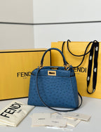FENDI Peekaboo Ostrich Leather Handbag