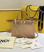 FENDI Peekaboo Ostrich Leather Handbag