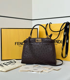 FENDI Peekaboo Ostrich Leather Handbag