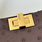 FENDI Peekaboo Ostrich Leather Handbag
