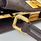 FENDI Peekaboo Ostrich Leather Handbag