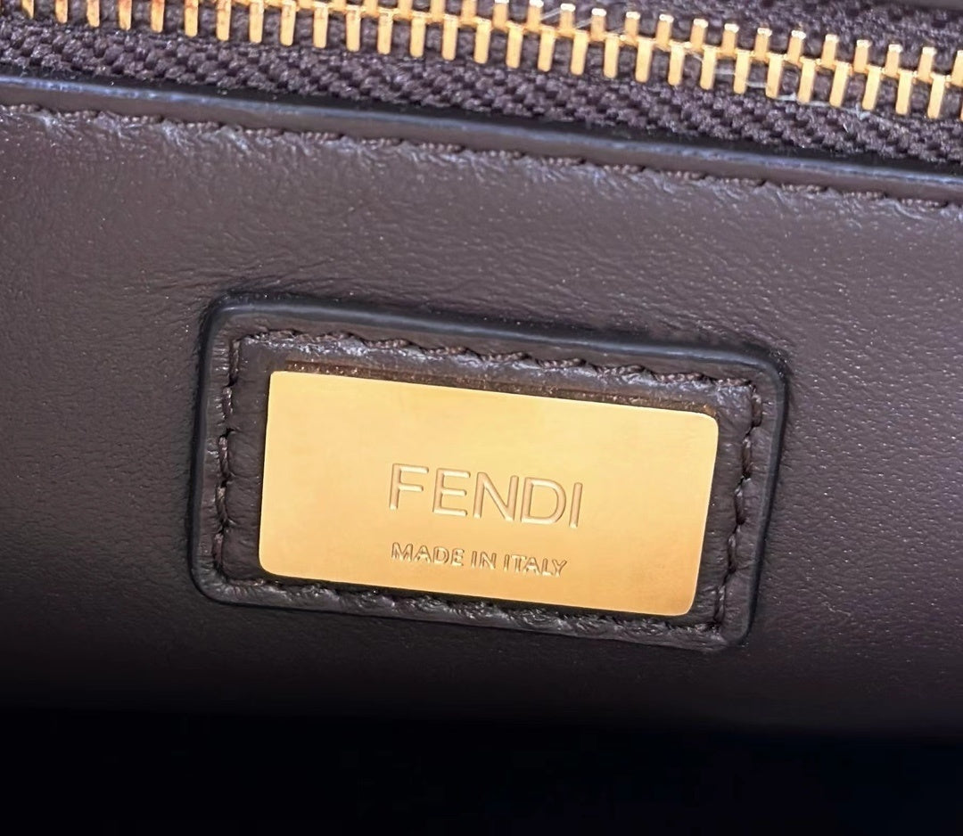 FENDI Peekaboo Ostrich Leather Handbag