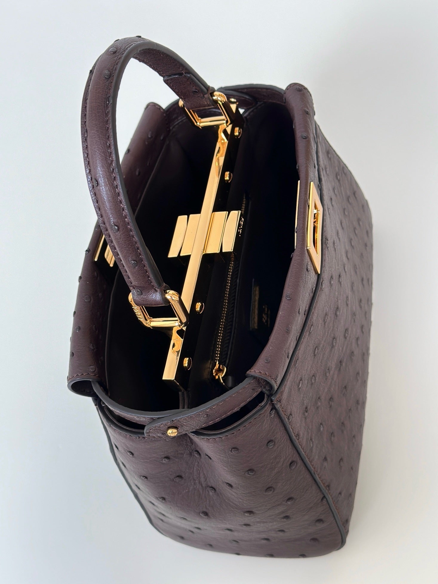 FENDI Peekaboo Ostrich Leather Handbag