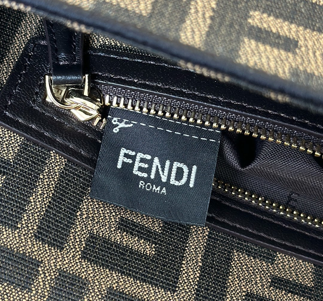 FENDI Baguette FF Canvas Handbag