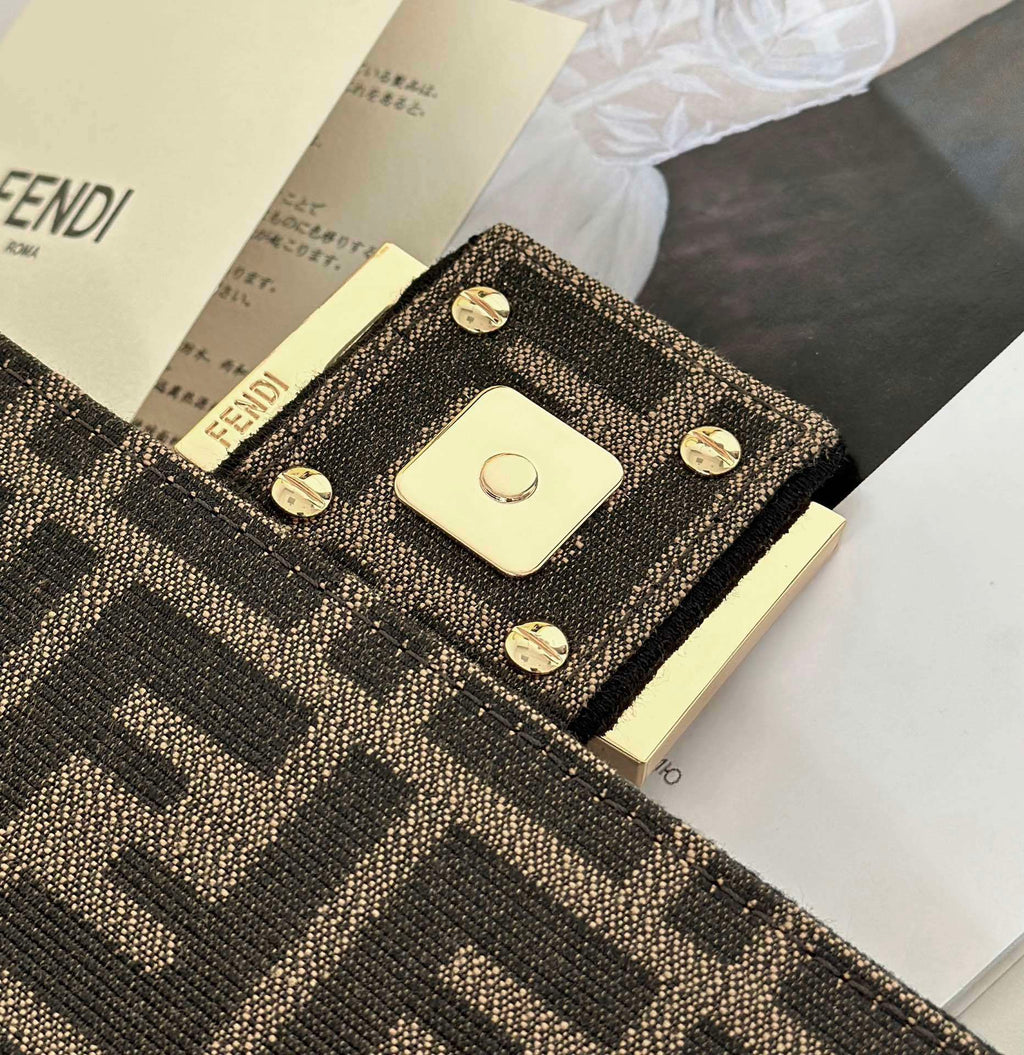 FENDI Baguette FF Canvas Handbag