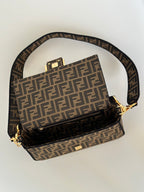 FENDI Baguette FF Canvas Handbag