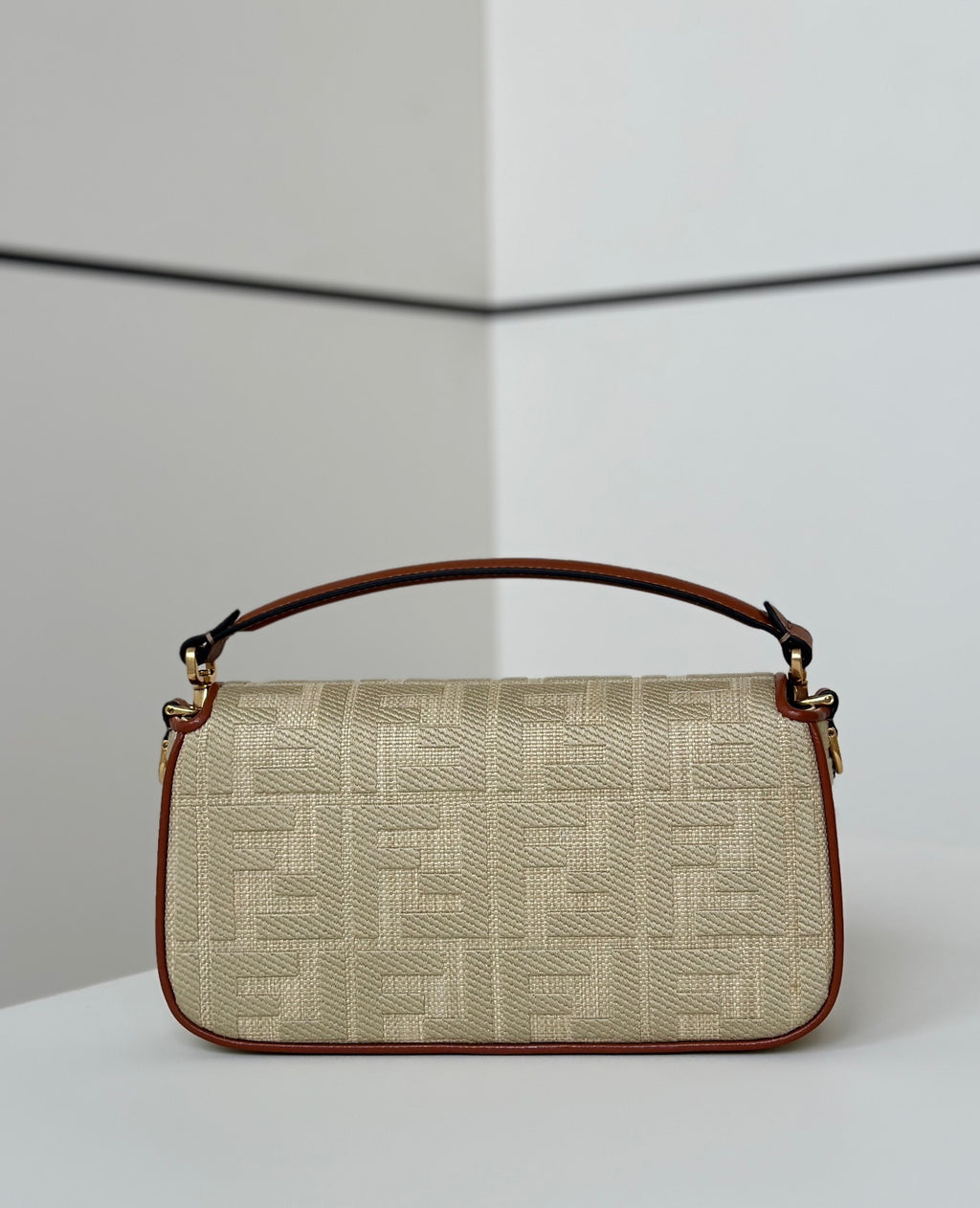 FENDI Baguette Canvas Embroidered Handbag