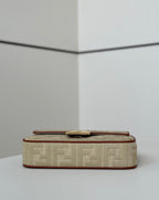 FENDI Baguette Canvas Embroidered Handbag