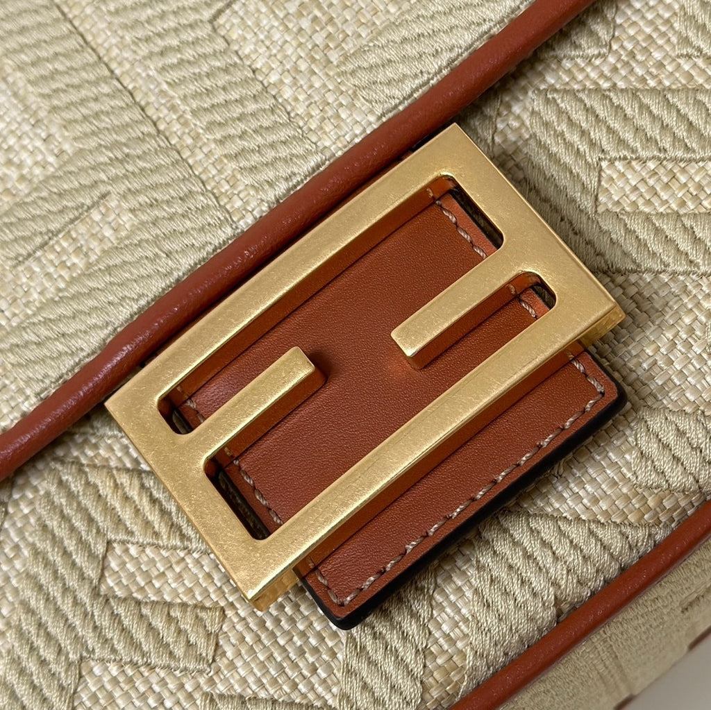 FENDI Baguette Canvas Embroidered Handbag