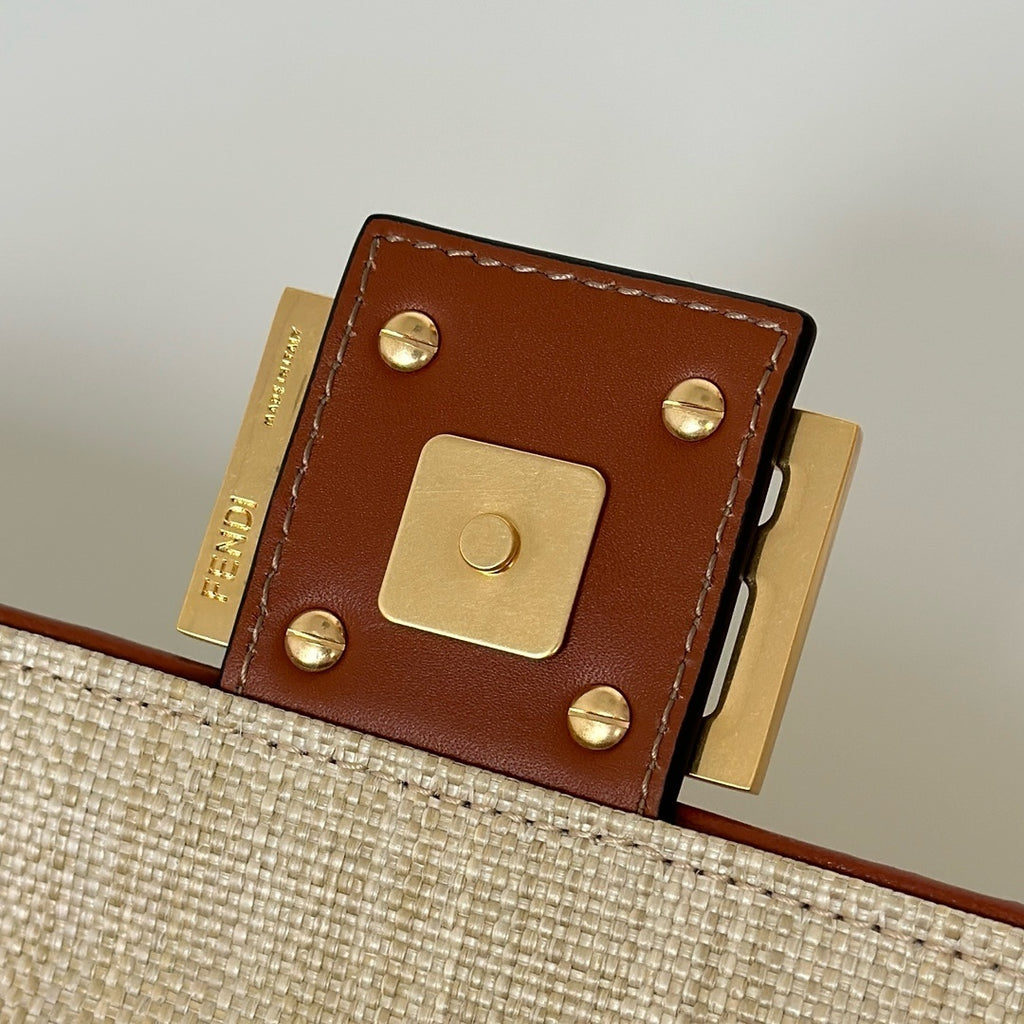 FENDI Baguette Canvas Embroidered Handbag