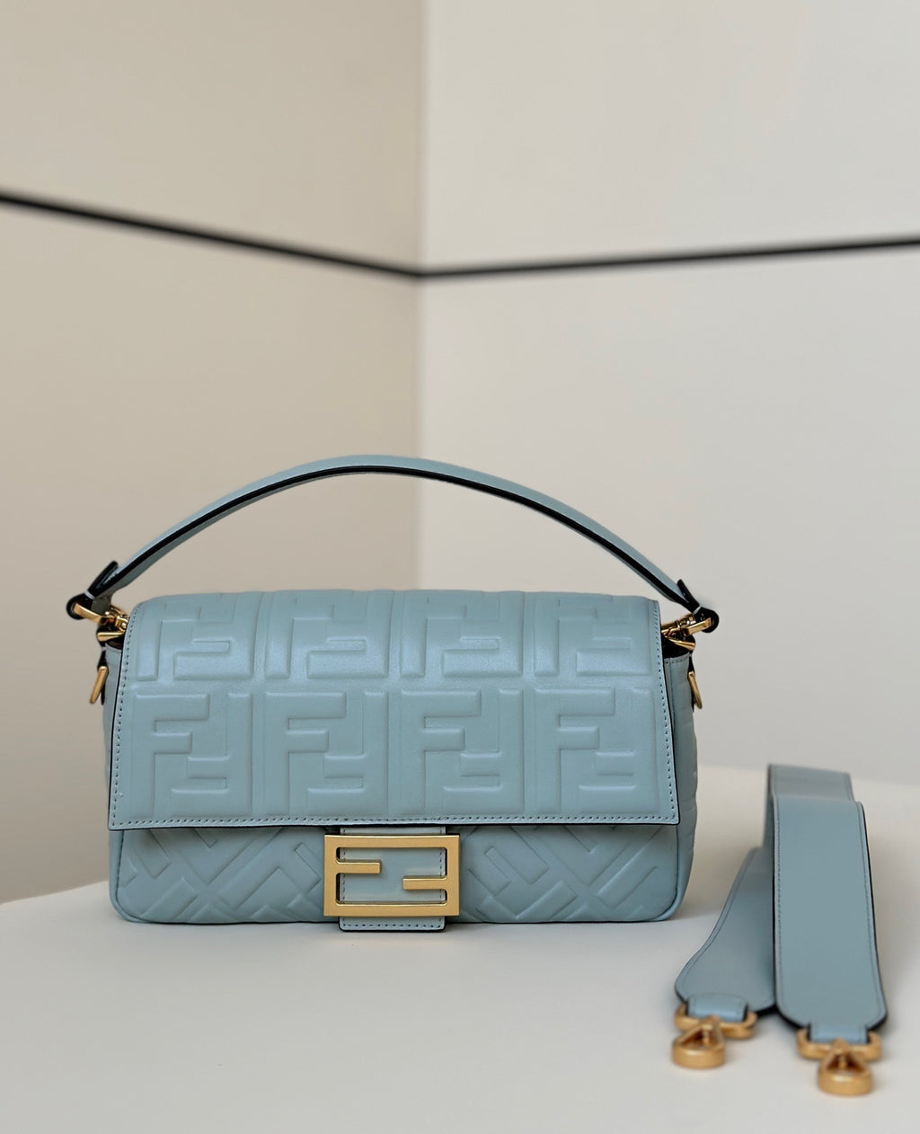 FENDI Baguette Lambskin FF Handbag