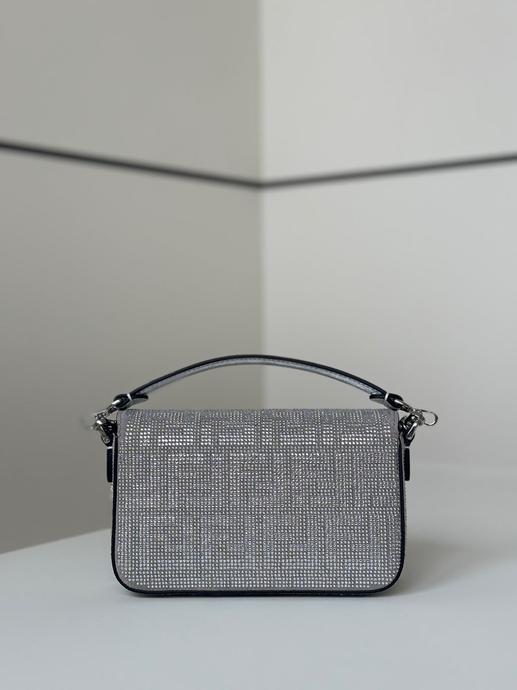 FENDI Mini Baguette Crystal-Embellished Handbag