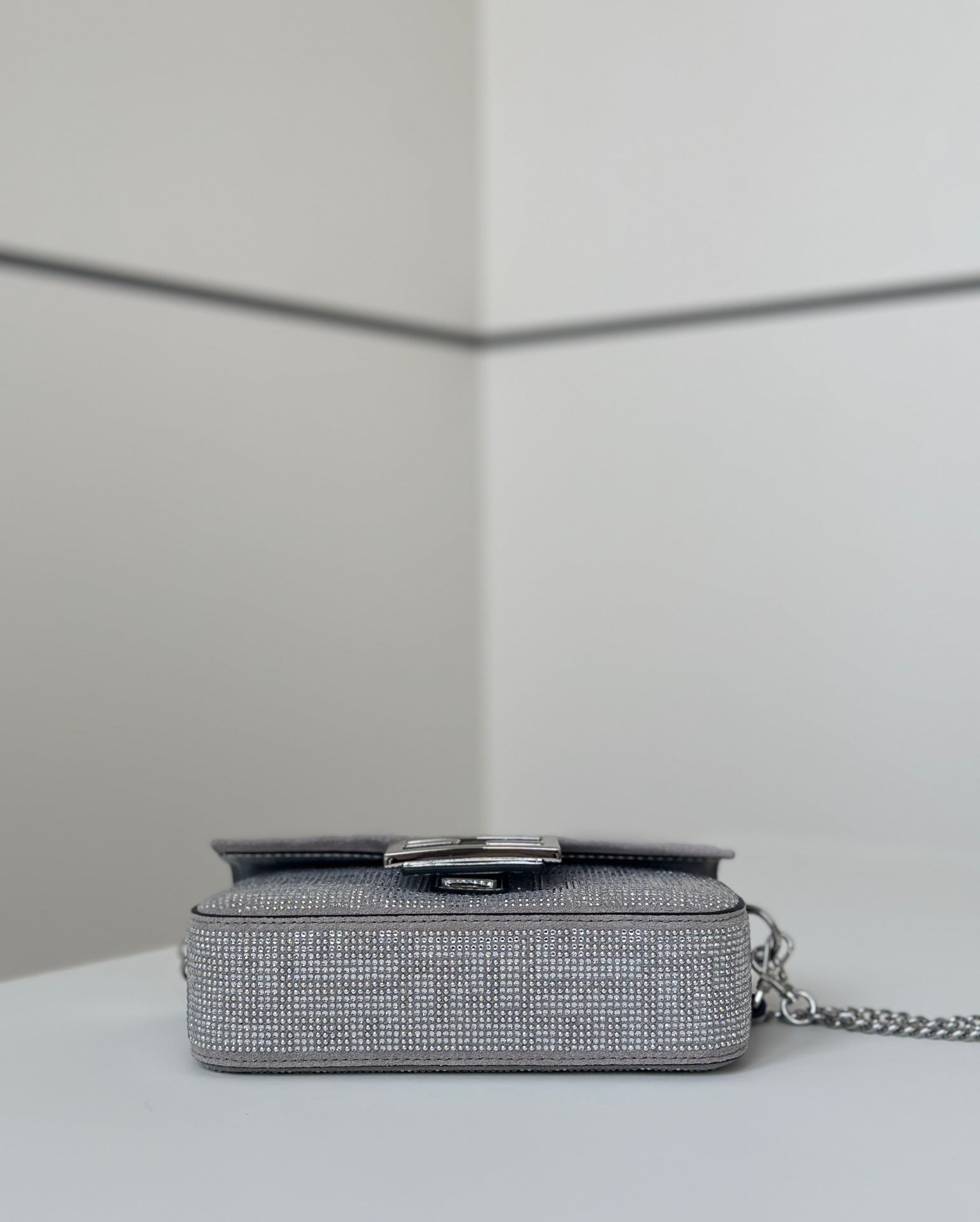 FENDI Mini Baguette Crystal-Embellished Handbag