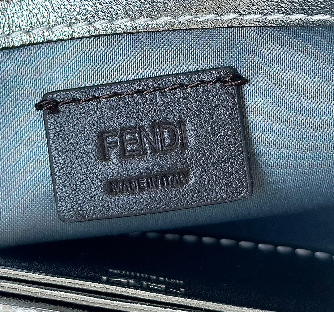 FENDI Mini Baguette Crystal-Embellished Handbag