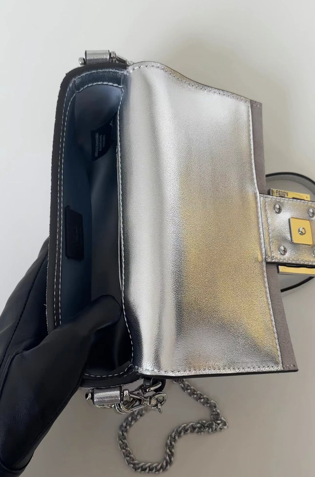 FENDI Mini Baguette Crystal-Embellished Handbag