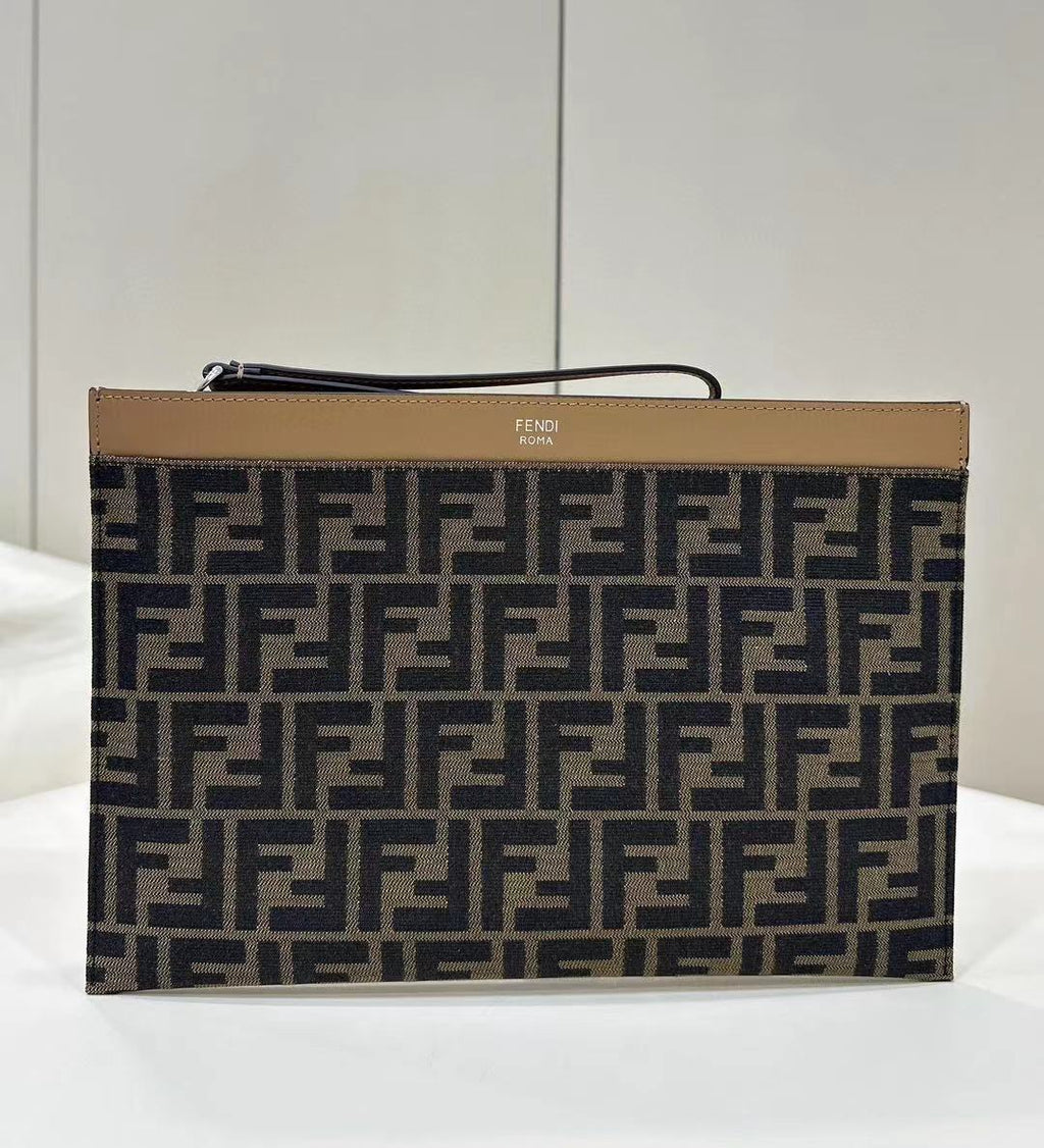 FENDI FF Canvas Zip Shoulder Bag