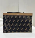 FENDI FF Canvas Zip Shoulder Bag