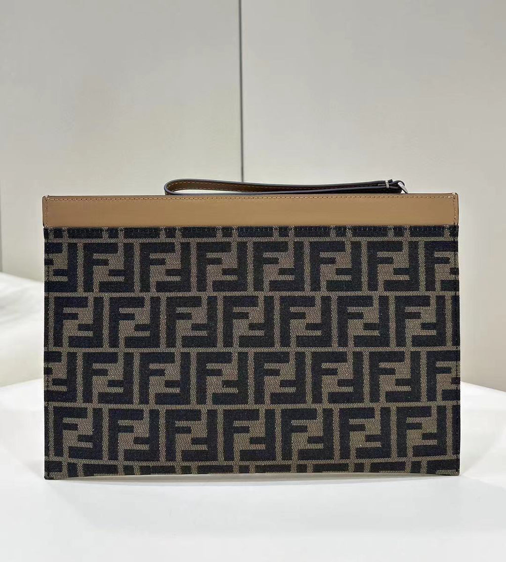 FENDI FF Canvas Zip Shoulder Bag