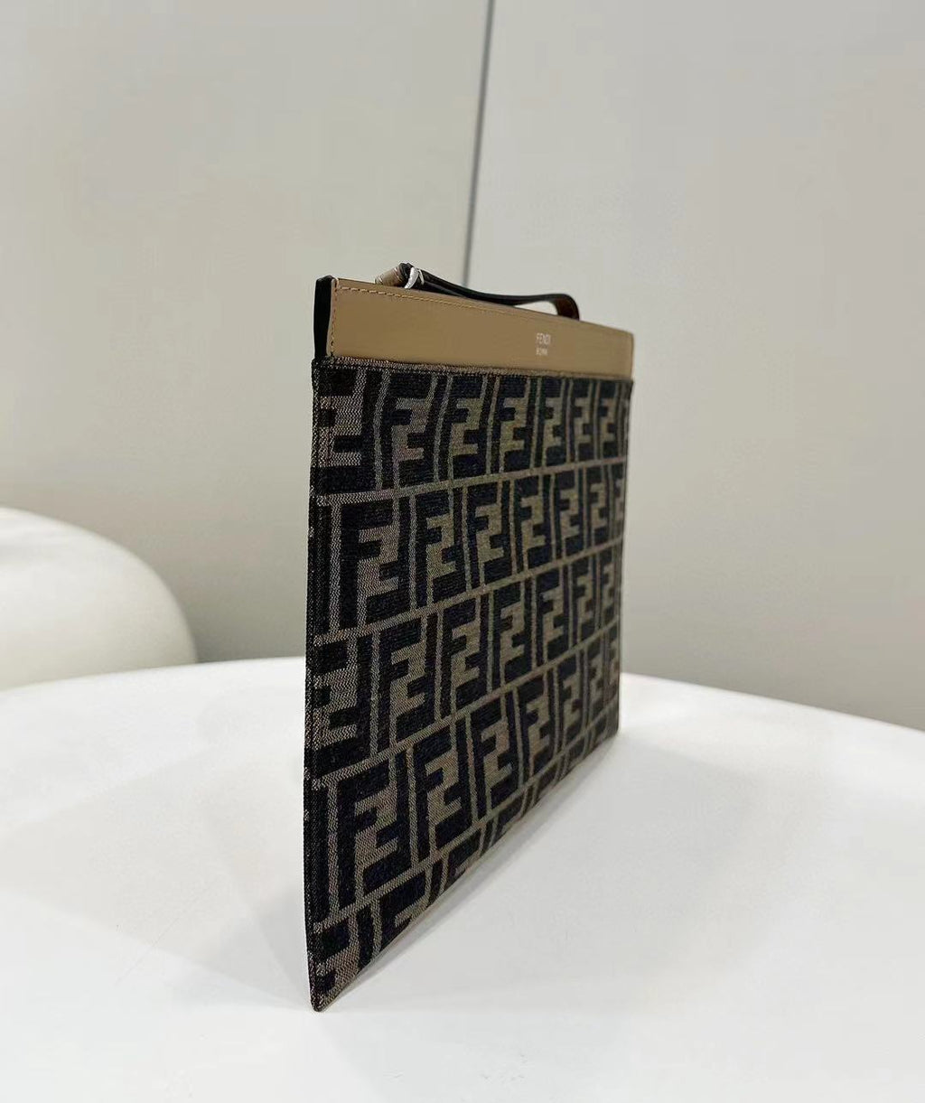 FENDI FF Canvas Zip Shoulder Bag