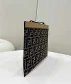 FENDI FF Canvas Zip Shoulder Bag