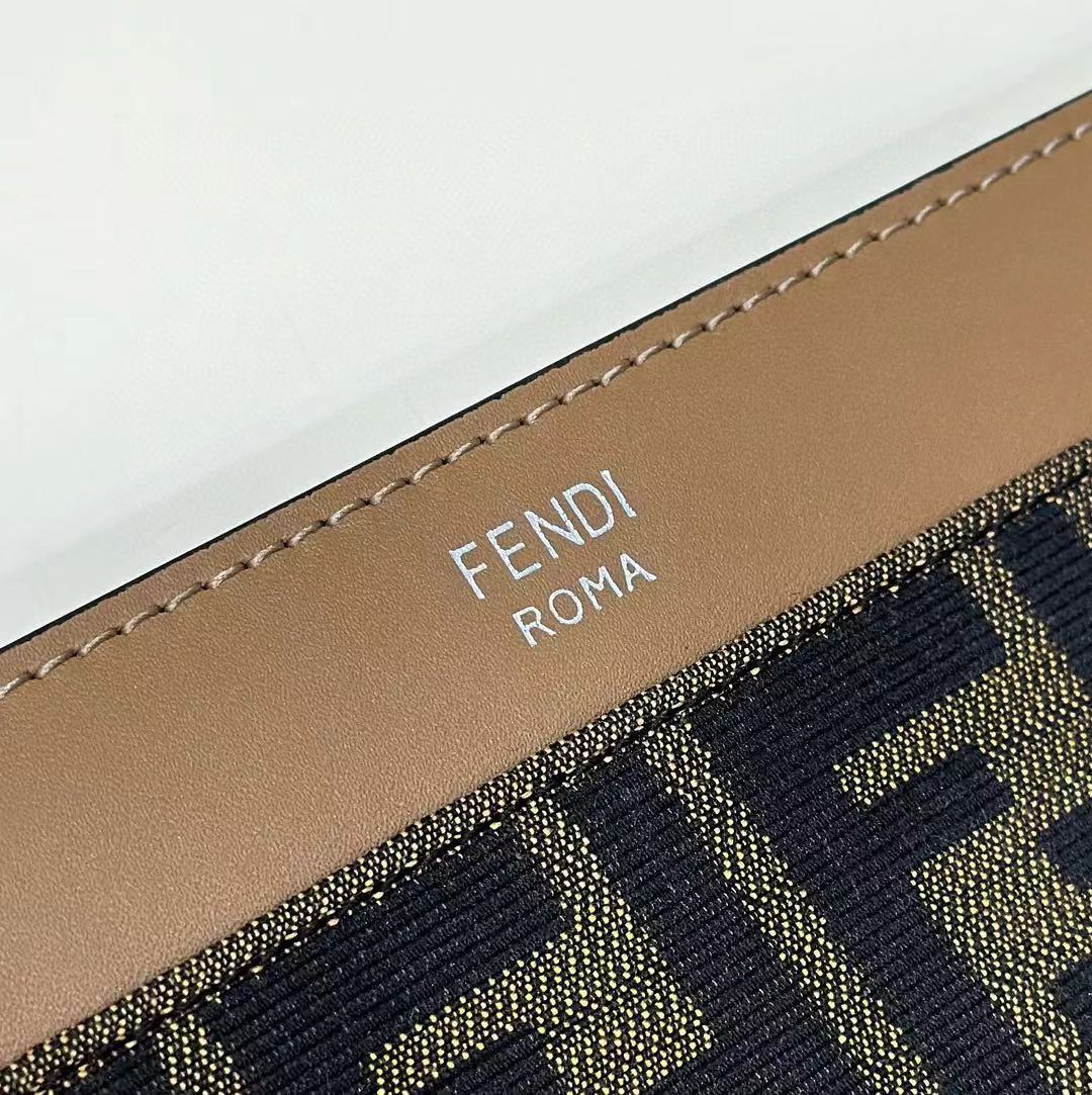 FENDI FF Canvas Zip Shoulder Bag