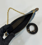 FENDI Denim FF Clutch with Chain