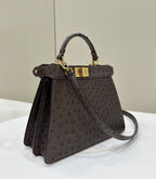 FENDI Peekaboo Ostrich Leather Accordion Handbag