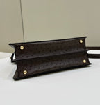FENDI Peekaboo Ostrich Leather Accordion Handbag