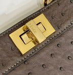 FENDI Peekaboo Ostrich Leather Accordion Handbag