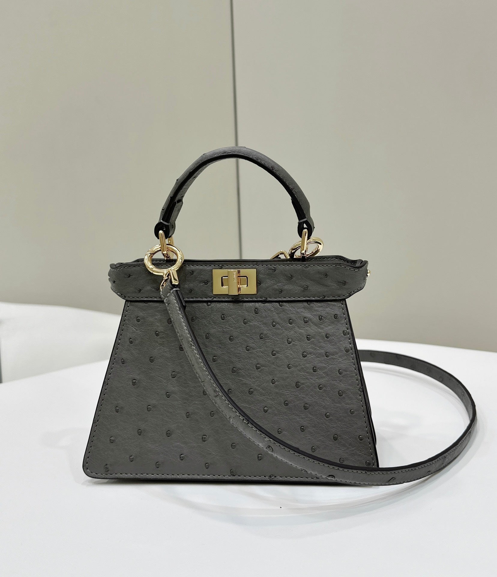FENDI ISeeU Petite Ostrich Leather Handbag