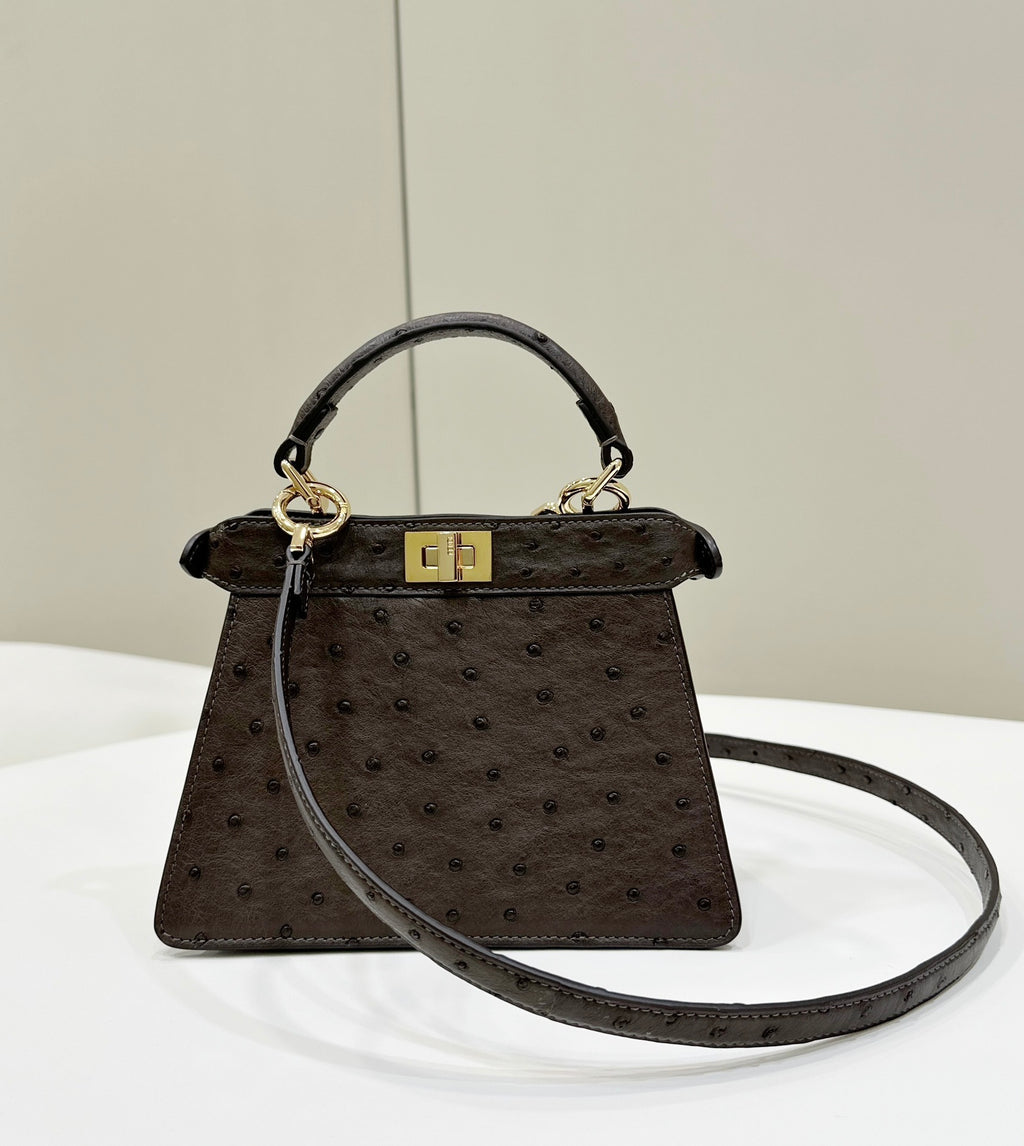 FENDI ISeeU Petite Ostrich Leather Handbag