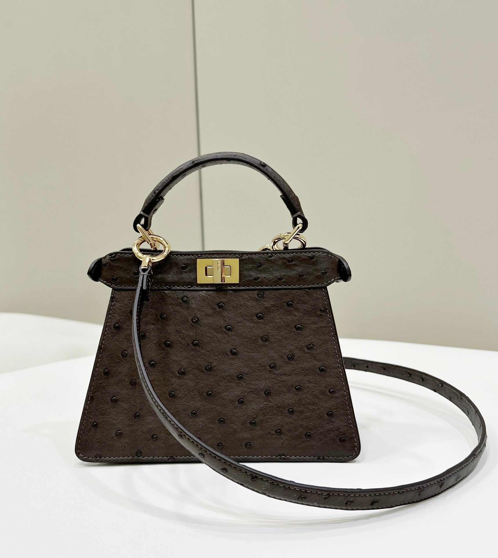 FENDI ISeeU Petite Ostrich Leather Handbag