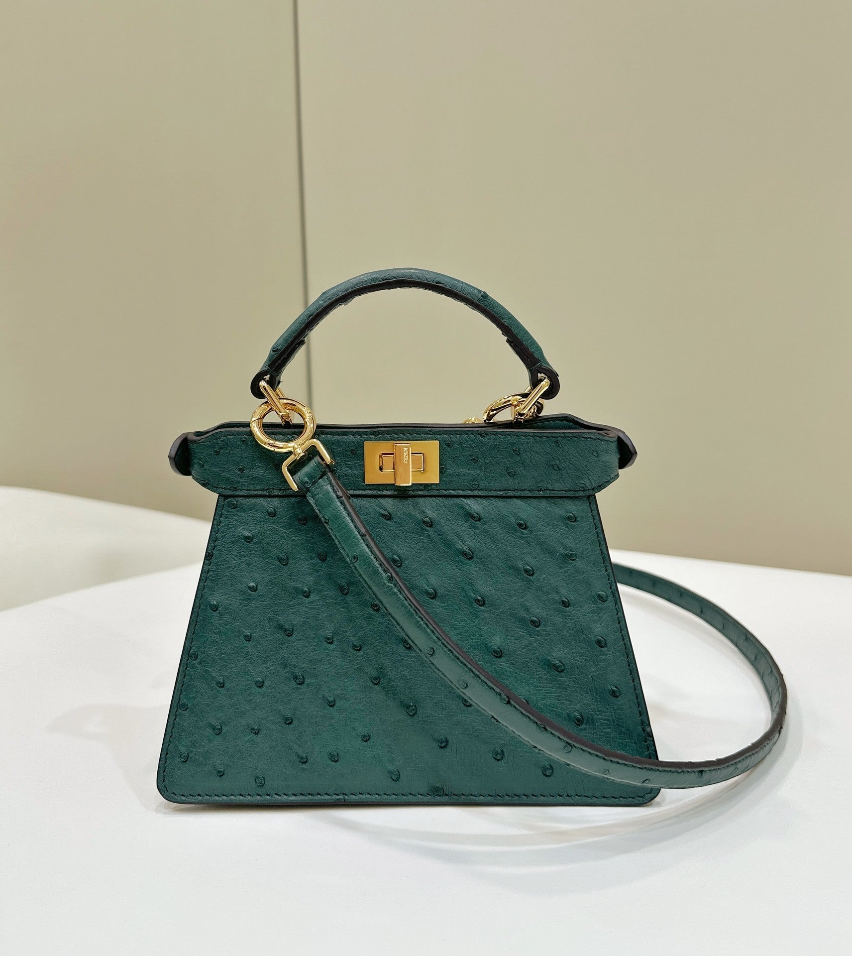 FENDI ISeeU Petite Ostrich Leather Handbag