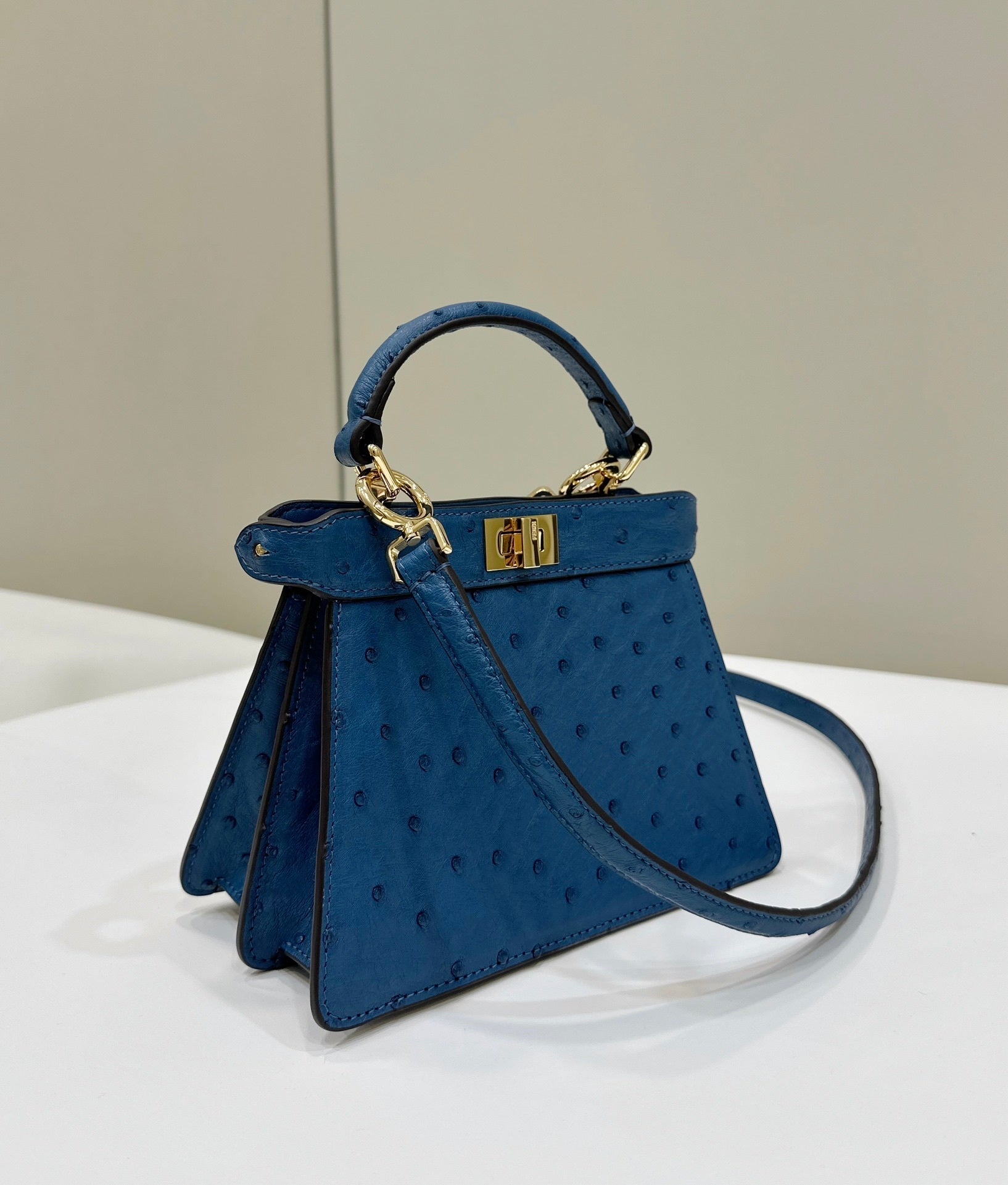 FENDI ISeeU Petite Ostrich Leather Handbag