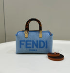 FENDI By The Way Mini Boston Denim Handbag
