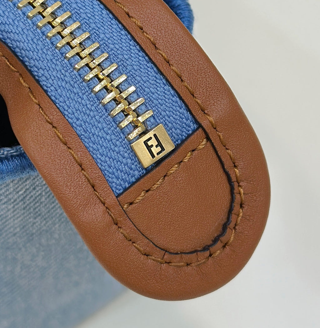 FENDI By The Way Mini Boston Denim Handbag
